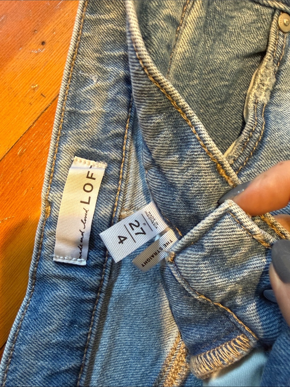LOFT Light Blue Straight-Leg Jeans with Frayed Hem - Picture 2 of 6